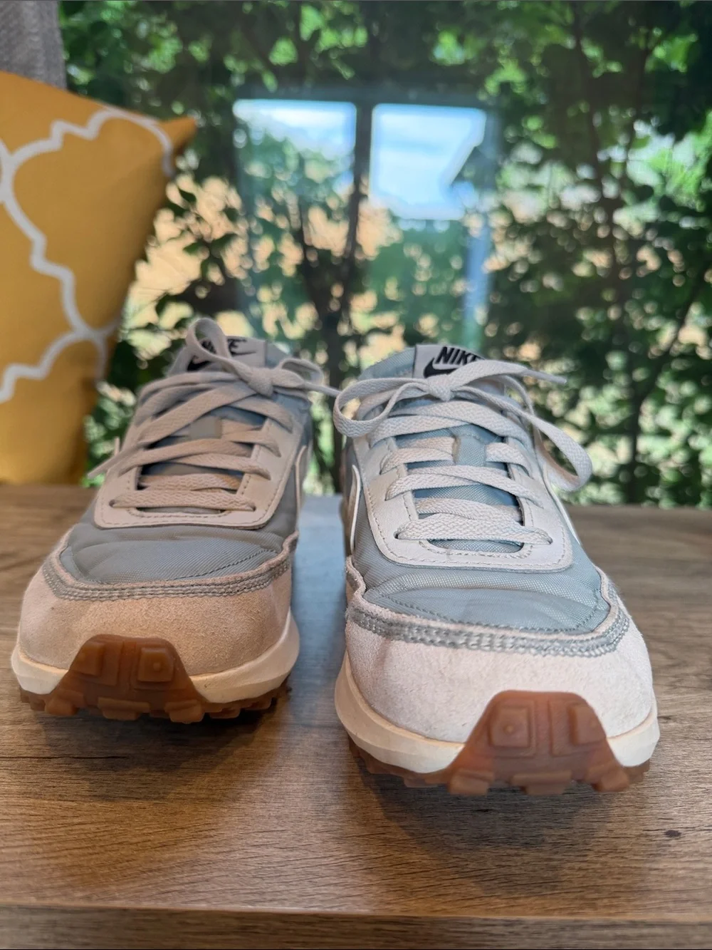 Nike Women’s Pale Blue and Cream Retro Runner Sneakers - Picture 2 of 4
